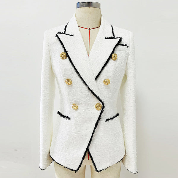 Saco Ejecutivo de Lana con Flecos - Corte Slim Doble Botonadura