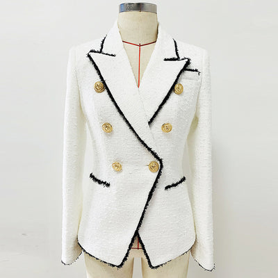 Saco Ejecutivo de Lana con Flecos - Corte Slim Doble Botonadura