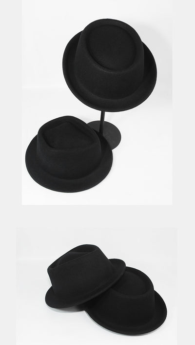 Gorro de Lana para Hombre con Ala Ondulada y Copa Plana - Image 7