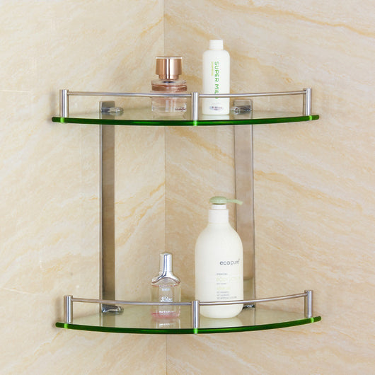 Repisa de Esquina de Vidrio Templado para Baño - Acero Inoxidable con Soporte Ajustable - Image 12