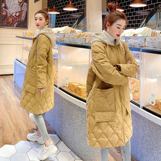 Chaqueta Acolchada Mujer Talla Grande con Capucha - Diseño Rombos Cuadros Oversize - Image 2