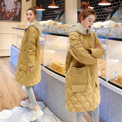 Chaqueta Acolchada Mujer Talla Grande con Capucha - Diseño Rombos Cuadros Oversize - Image 2