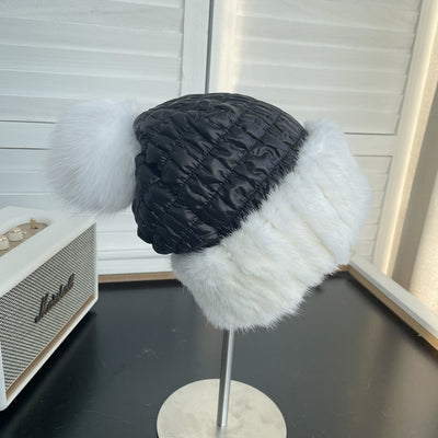 Gorro de Invierno Cálido con Pelaje de Visón y Pompón de Zorro - Image 4