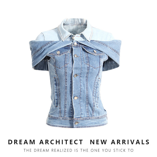 Camisa Denim Ajustada Efecto Reductor con Diseño Moderno