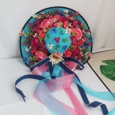 Sombrero de Paja Púrpura con Flor para Mujer - Estilo Raffia - Image 2