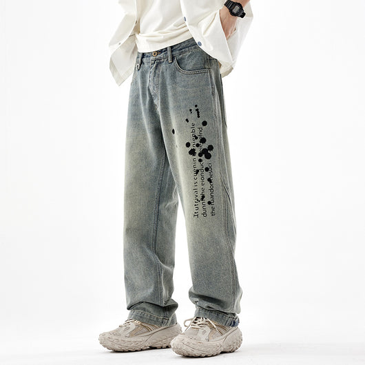 Pantalones Rectos Anchos Lavados Vintage para Hombre - Image 12