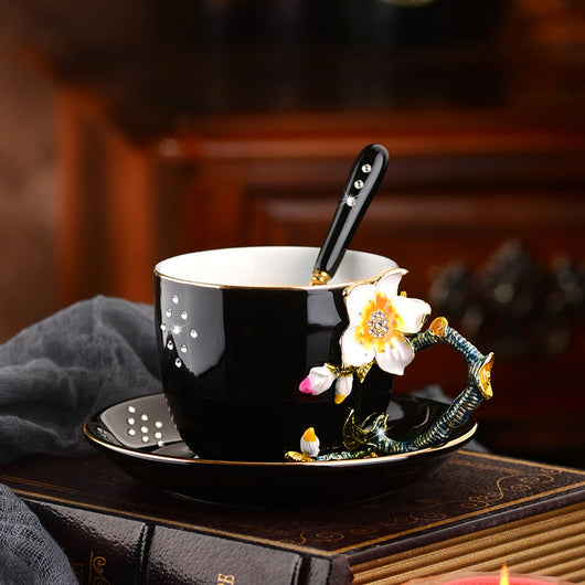 Juego de Taza y Platillo de Cerámica Esmaltada Creativa - Image 32