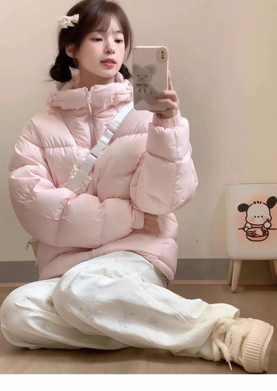 Abrigo Acolchado de Plumón para Mujer con Capucha, Suelto y Cálido - Diseño de Pareja - Image 19