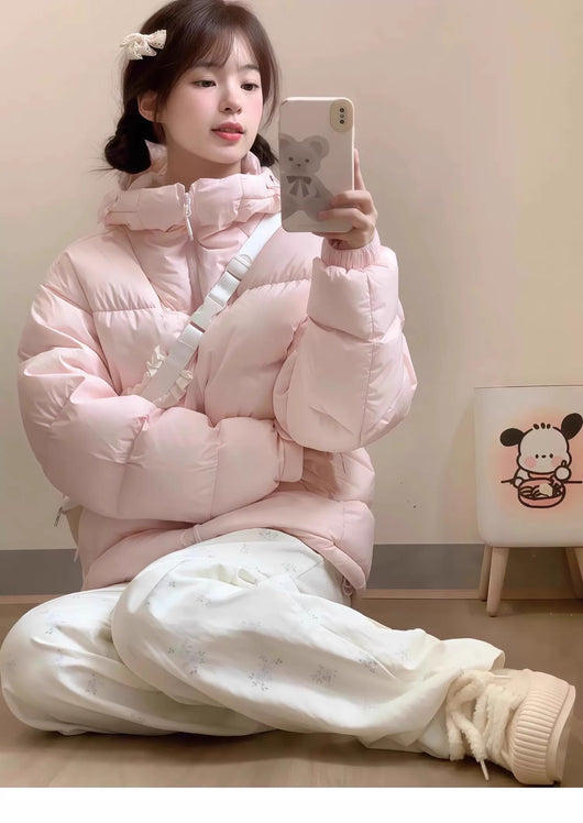 Abrigo Acolchado de Plumón para Mujer con Capucha, Suelto y Cálido - Diseño de Pareja - Image 19