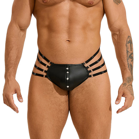 Bóxer Masculino de Cuero Sintético con Remaches y Tira Trasera Baja - Image 8