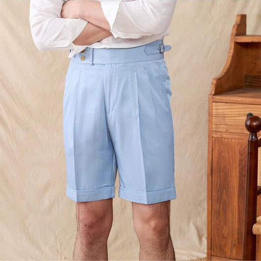 Pantalones Cortos Casuales Napoli de Doble Pliegue para Hombre - Estilo Británico