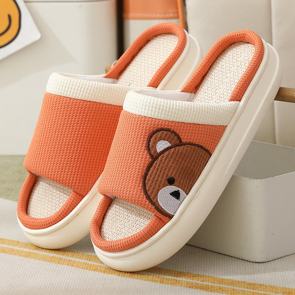 Pantuflas de Lino con Oso Adorable para Mujer - Cómodas, Antideslizantes y Transpirables - Image 9