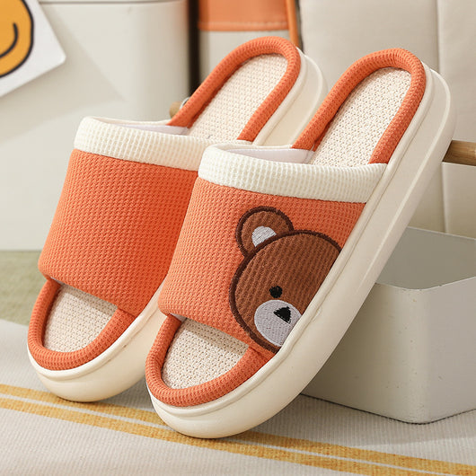 Pantuflas de Lino con Oso Adorable para Mujer - Cómodas, Antideslizantes y Transpirables - Image 9