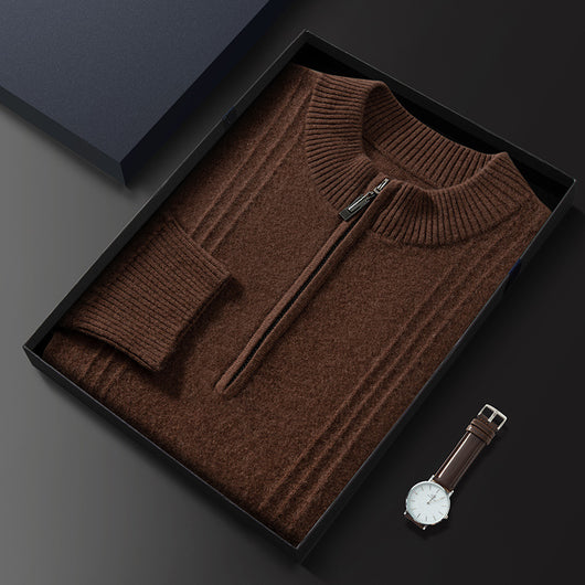 Suéter Ejecutivo de Lana con Cierre y Cuello Alto para Hombre - Tallas Grandes Otoño Invierno - Image 9