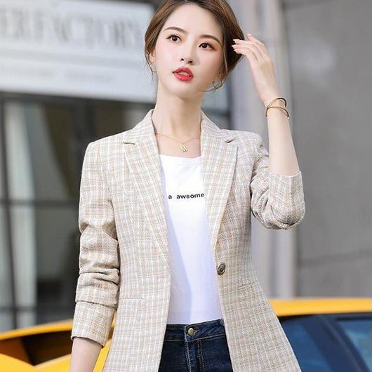 Blazer Cuadros Estilo Coreano Casual Británico - Image 3