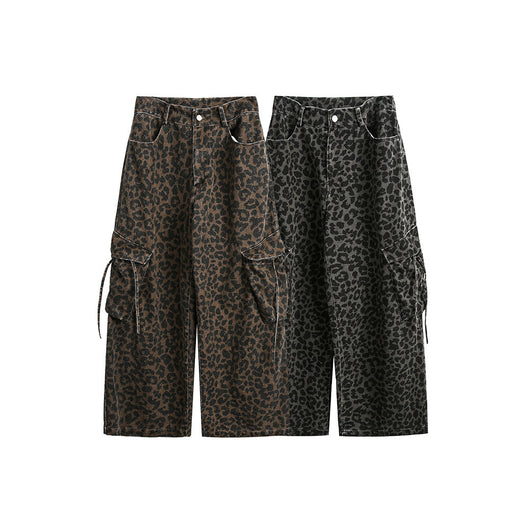 Pantalones Vintage Estampado Leopardo Cintura Alta con Bolsillos Grandes - Image 5