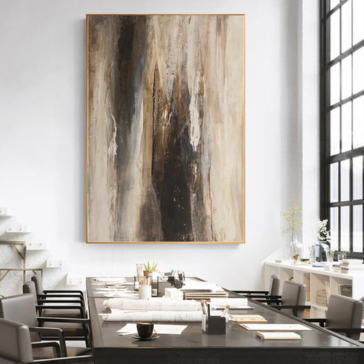 Cuadro Abstracto Moderno Retro - Pintura al Óleo Artesanal sin Marco para Sala de Estar