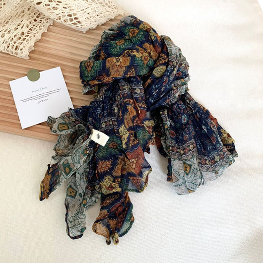 Pañuelo Vintage de Algodón y Lino con Flores Retro para Mujer - Image 21
