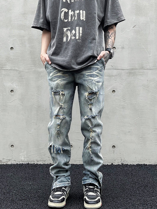 Jeans Rectos de Pierna Larga - Estilo Industrial Robusto