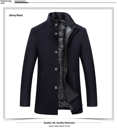 Abrigo de Lana Casual para Hombre en Colores Sólidos - Image 13