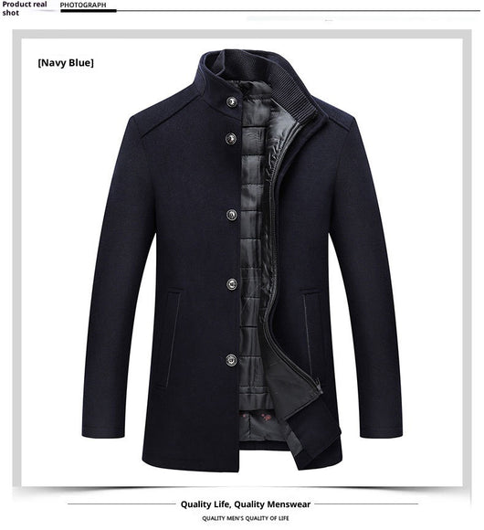 Abrigo de Lana Casual para Hombre en Colores Sólidos - Image 13