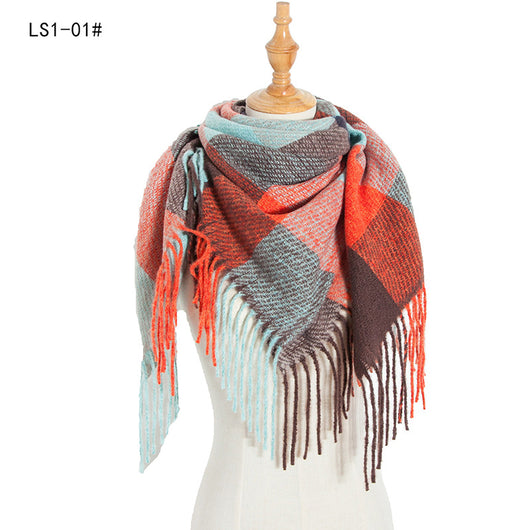 Pañuelo Cuadrado Rayado con Flecos para Mujer y Hombre - Image 61