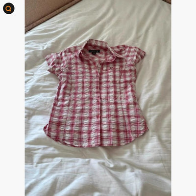 Camisa Cuadros Mujer Manga Corta Suelta Versátil - Image 5