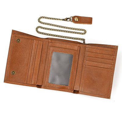 Billetera de Cuero Genuino para Hombre con Protección RFID y Cadena de Metal - Image 15