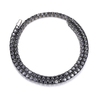 Cadena de Tenis Plata S925 Moissanita Negra - Collar Hip Hop para Hombre - Image 5