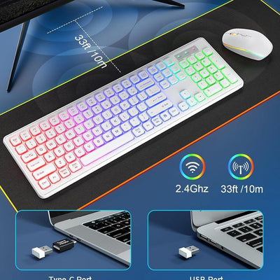 Teclado y Ratón Inalámbricos con Retroiluminación 24g Recargables - Image 3