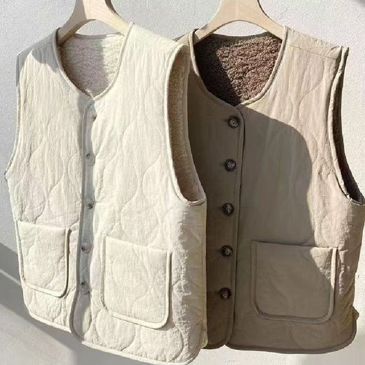 Chaleco Térmico Reversible de Lana de Cordero con Doble Cara