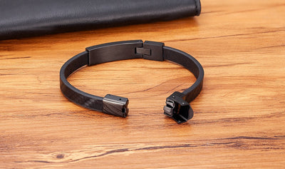 Pulsera de Cuero para Hombre con Acero Inoxidable y Patrón Geométrico - Image 14