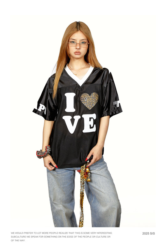 Playera Mujer Cuello V Leopardo con Splicing - Manga Corta - Image 15