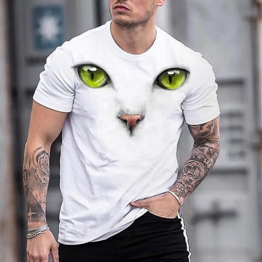 Playera Gato 3D Estampado Animal Print Manga Corta Hombre - Image 11