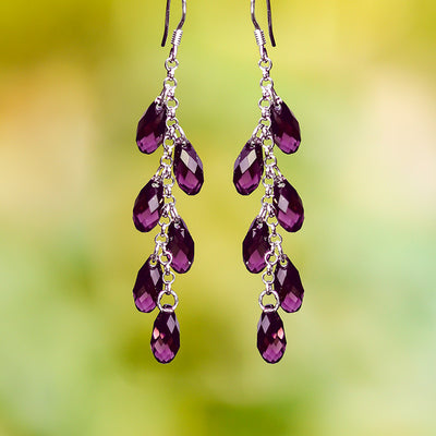 Aretes de Cristal con Aguja de Plata - Cortina de Cuentas Brillante - Image 3