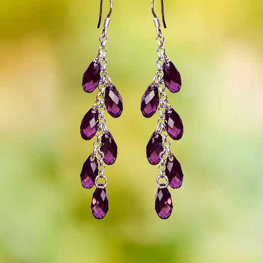 Aretes de Cristal con Aguja de Plata - Cortina de Cuentas Brillante - Image 3