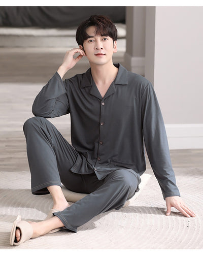 Pijama Cardigan Modal para Hombre - Conjunto Casual de Descanso - Image 18