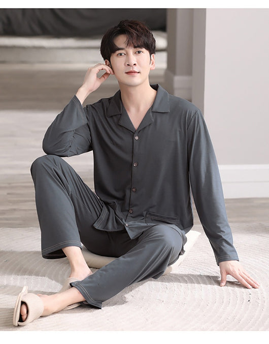 Pijama Cardigan Modal para Hombre - Conjunto Casual de Descanso - Image 18