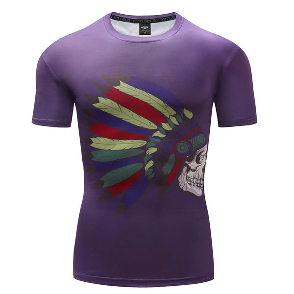 Playera Deportiva Calavera 3D con Tecnología Stretch Quick-Dry para Hombre