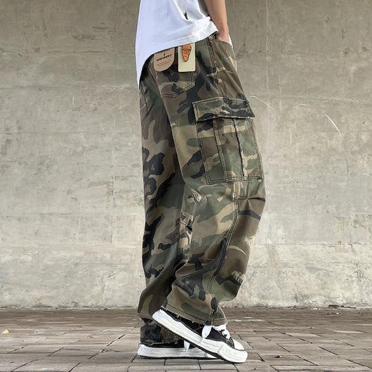 Pantalones de Trabajo Camuflaje Holgados Estilo Urbano Retro Americano - Image 9