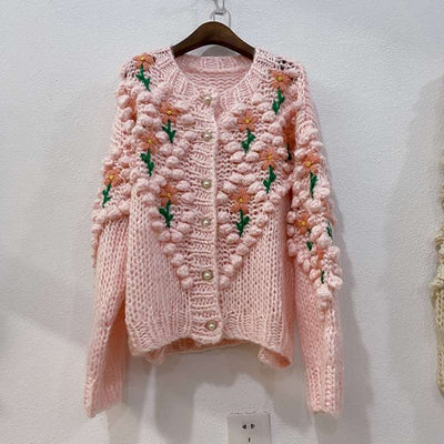 Abrigo Suéter con Bordado Floral para Mujer - Image 9