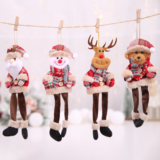 Adorno Navideño Muñeca Tela Cuadros - Colgante Decorativo
