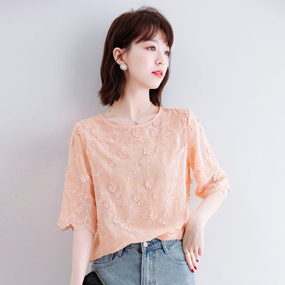 Blusa Chiffon Jacquard Elegante para Mujer - Image 3