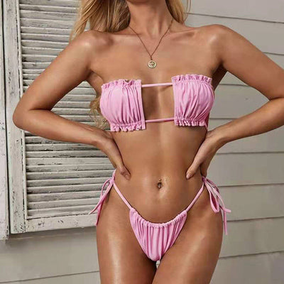 Bikini Triangular con Cordón y Detalles Calados para Mujer - Image 20