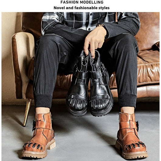 Botas Martin de Cuero para Hombre - Estilo Punk Rock con Suela Industrial - Image 4