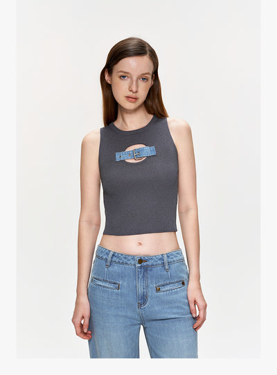 Chaleco Tejido con Lentejuelas y Botones de Jeans - Image 14