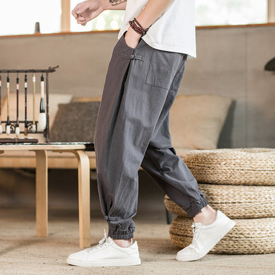 Pantalones Harem Holgados de Algodón y Lino Transpirables para Hombre - Talla Grande - Image 6