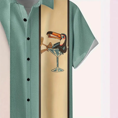 Camisa Hawaiana de Rayas con Cierre de Hebilla para Hombre - Image 4