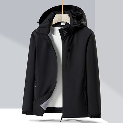 Lavender windproof sports jacket with a hood, full zipper, and fleece lining, shown on a hanger. - Image 4