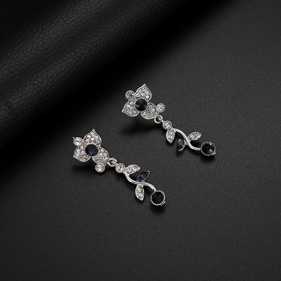 Conjunto de Collar y Aretes de Aleación con Diamantes y Motivo Floral - Image 13